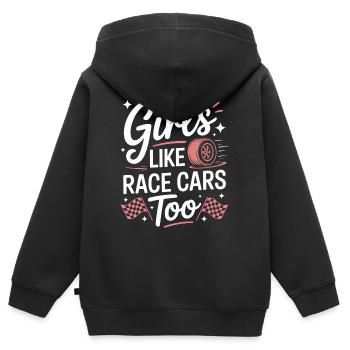 Autorennen Sprüche Mädchen Rennwagen Geschenk - Kinder Premium Organic Zip Hoodie - Schwarz - Hinten - AI Model Kid Male (0cm)