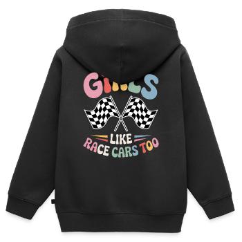 Autorennen Sprüche Mädchen Rennwagen Geschenk - Kinder Premium Organic Zip Hoodie - Schwarz - Hinten - AI Model Kid Male (0cm)