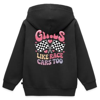 Autorennen Sprüche Mädchen Rennwagen Geschenk  - Kinder Premium Organic Zip Hoodie - Schwarz - Hinten - AI Model Kid Male (0cm)