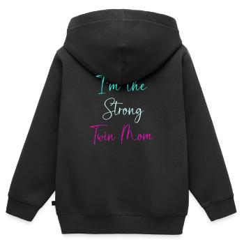 Zwillinge Mama Zwilling Mutter Geschenk - Kinder Premium Organic Zip Hoodie - Schwarz - Hinten - AI Model Kid Male (0cm)
