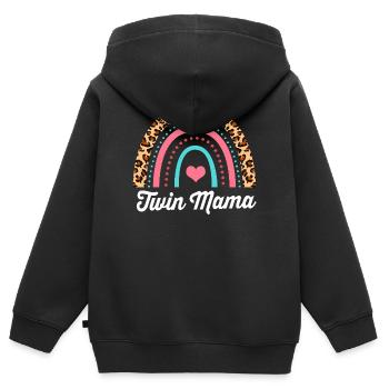 Zwillinge Mama Zwilling Mutter Geschenk - Kinder Premium Organic Zip Hoodie - Schwarz - Hinten - AI Model Kid Male (0cm)