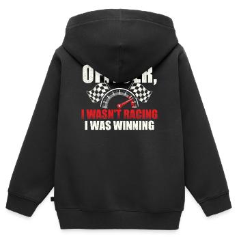 Officer, ich bin nicht gefahren, ich habe gewonnen. - Kinder Premium Organic Zip Hoodie - Schwarz - Hinten - AI Model Kid Male (0cm)
