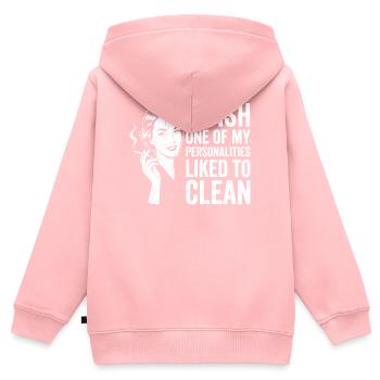 Chemise humoristique domestique pour femmes - Sweat Premium à capuche zippé enfant bio - rose - Dos - AI Model Kid Female (0cm)