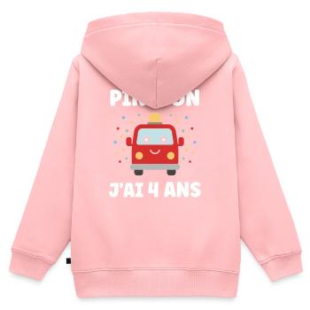 4 Jahre - Kinder Premium Organic Zip Hoodie - Rosa - Hinten - AI Model Kid Female (0cm)