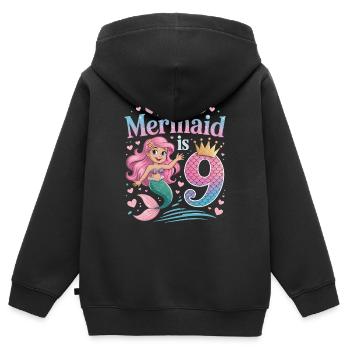 Mermaid 9th Birthday 9 Years - Kids Premium Organic Zip-up Hoodie - black - Back - AI Model Kid Male (0cm)
