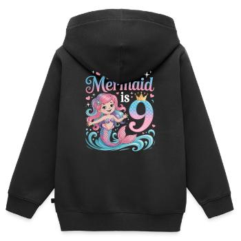 Mermaid 9th Birthday 9 Years - Kids Premium Organic Zip-up Hoodie - black - Back - AI Model Kid Male (0cm)