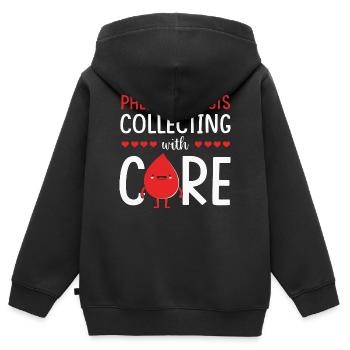 Don de sang Donneur de sang - Sweat Premium à capuche zippé enfant bio - noir - Dos - AI Model Kid Male (0cm)