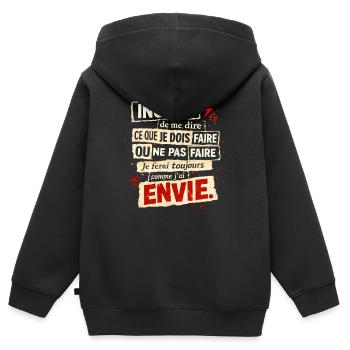Envie Rebelle – Affiche Typographique - Sweat Premium à capuche zippé enfant bio - noir - Dos - AI Model Kid Male (0cm)