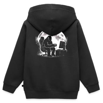 Bigfoot Gamer - Kinder Premium Organic Zip Hoodie - Schwarz - Hinten - AI Model Kid Male (0cm)