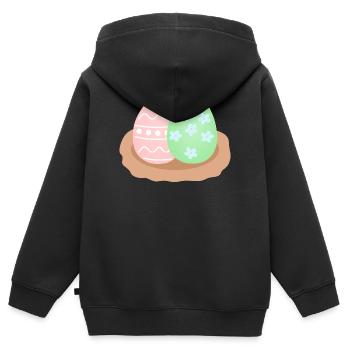 Pastell-Osterei-Duo im Nest - Kinder Premium Organic Zip Hoodie - Schwarz - Hinten - AI Model Kid Male (0cm)
