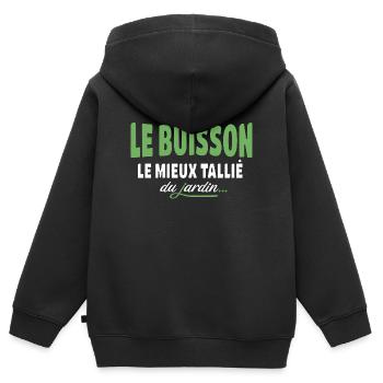 T'es pas le buisson le mieux taillé – expression - Sweat Premium à capuche zippé enfant bio - noir - Dos - AI Model Kid Male (0cm)