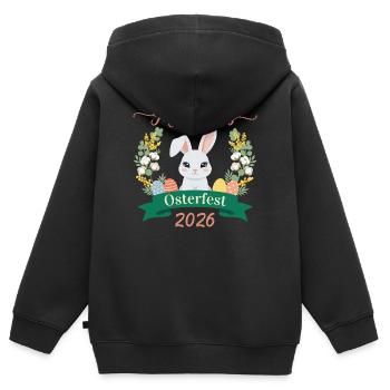 Mein erstes Osterfest 2026 – Süßer Osterhase - Kinder Premium Organic Zip Hoodie - Schwarz - Hinten - AI Model Kid Male (0cm)