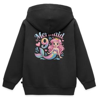 Mermaid 9th Birthday 9 Years - Kids Premium Organic Zip-up Hoodie - black - Back - AI Model Kid Male (0cm)