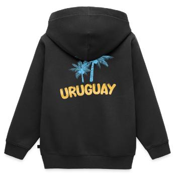 Palmiers Uruguay - Sweat Premium à capuche zippé enfant bio - noir - Dos - AI Model Kid Male (0cm)