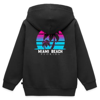 Miami Beach Palmen Neon - Kinder Premium Organic Zip Hoodie - Schwarz - Hinten - AI Model Kid Male (0cm)