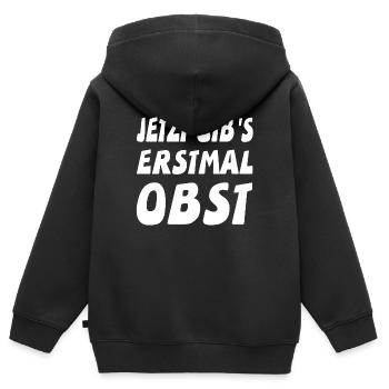 Fruit - Sweat Premium à capuche zippé enfant bio - noir - Dos - AI Model Kid Male (0cm)