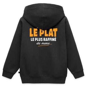 T'es pas le plat le plus raffiné du menu - Sweat Premium à capuche zippé enfant bio - noir - Dos - AI Model Kid Male (0cm)