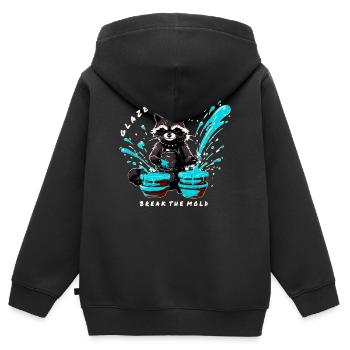 Glaze Anarchist Raccoon - Break the Mold - Kids Premium Organic Zip-up Hoodie - black - Back - AI Model Kid Male (0cm)