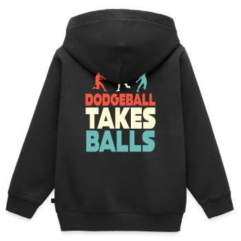 Le ballon au prisonnier prend des balles - Sweat Premium à capuche zippé enfant bio - noir - Dos - AI Model Kid Male (0cm)