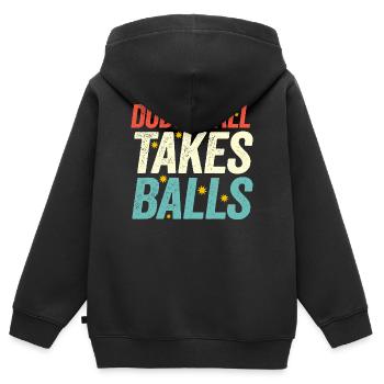 Le ballon au prisonnier prend des balles - Sweat Premium à capuche zippé enfant bio - noir - Dos - AI Model Kid Male (0cm)