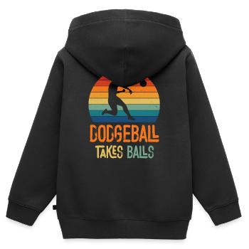 Ballon au prisonnier prend des ballons Arc-en-ciel rétro - Sweat Premium à capuche zippé enfant bio - noir - Dos - AI Model Kid Male (0cm)