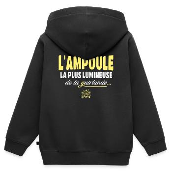 T'es pas l'ampoule la plus brillante - Sweat Premium à capuche zippé enfant bio - noir - Dos - AI Model Kid Male (0cm)
