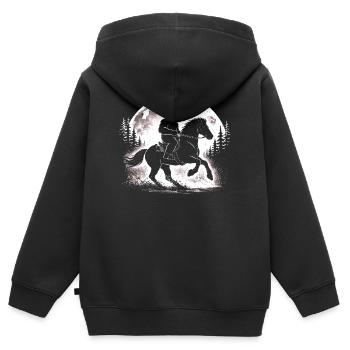 Bigfoot Reiten - Kinder Premium Organic Zip Hoodie - Schwarz - Hinten - AI Model Kid Male (0cm)