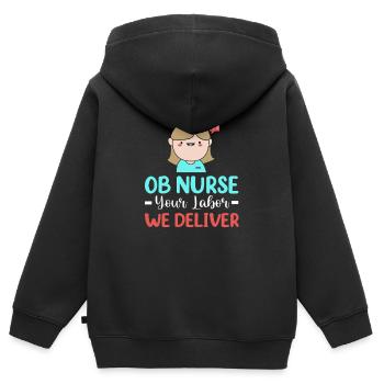Schwangerschaft Krankenhaus Krankenschwester - Kinder Premium Organic Zip Hoodie - Schwarz - Hinten - AI Model Kid Male (0cm)