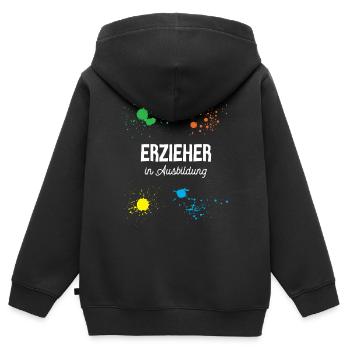 Éducateur en formation Crèche Formation des éducateurs - Sweat Premium à capuche zippé enfant bio - noir - Dos - AI Model Kid Male (0cm)