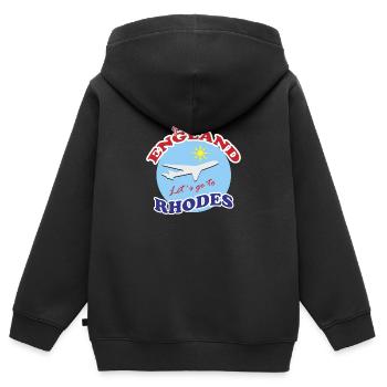 Adieu l’Angleterre. Allons à Rhodes. - Sweat Premium à capuche zippé enfant bio - noir - Dos - AI Model Kid Male (0cm)