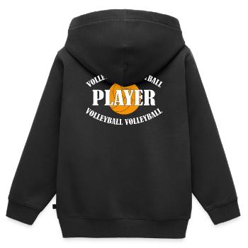 Joueur de volley-ball - Sweat Premium à capuche zippé enfant bio - noir - Dos - AI Model Kid Male (0cm)