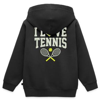 Tennis T-shirt, I Love Tennis Shirt, Hoodie, Mütze - Kinder Premium Organic Zip Hoodie - Schwarz - Hinten - AI Model Kid Male (0cm)