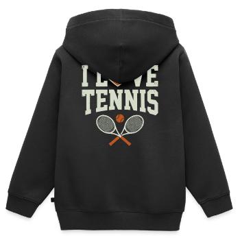 Tennis shirt, I Love Tennis Hoodie, Shorts - Kinder Premium Organic Zip Hoodie - Schwarz - Hinten - AI Model Kid Male (0cm)