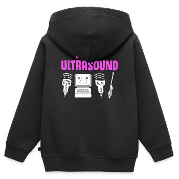 Technicien ultrasonique Technicien ultrasonore - Sweat Premium à capuche zippé enfant bio - noir - Dos - AI Model Kid Male (0cm)