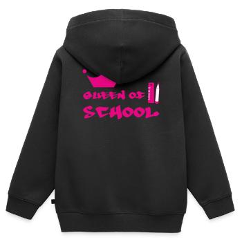 Reine de la Cour d'École : Design Girly Couronné - Sweat Premium à capuche zippé enfant bio - noir - Dos - AI Model Kid Male (0cm)