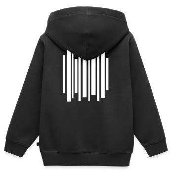 Minimal Stripes Barcode-Mosaik - Kinder Premium Organic Zip Hoodie - Schwarz - Hinten - AI Model Kid Male (0cm)