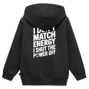 I Shut The Power Off Funny Sayings Gift - Kids Premium Organic Zip-up Hoodie - black - Back - AI Model Kid Male (0cm)