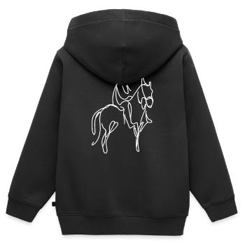 Horsemanship Skizze - Kinder Premium Organic Zip Hoodie - Schwarz - Hinten - AI Model Kid Male (0cm)