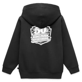 50 Jahre – Keine Panik, Erfahrung - Kinder Premium Organic Zip Hoodie - Schwarz - Hinten - AI Model Kid Male (0cm)