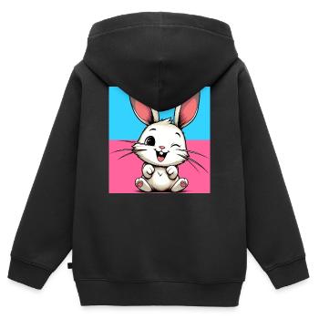 Kaninchen - Kinder Premium Organic Zip Hoodie - Schwarz - Hinten - AI Model Kid Male (0cm)