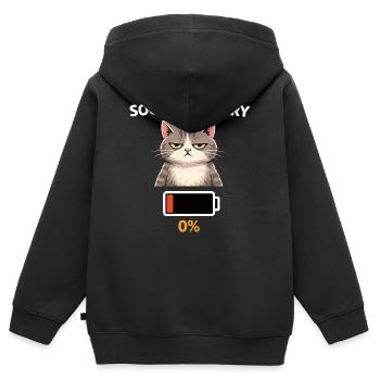 Katze mit niedriger Sozialbatterie - Kinder Premium Organic Zip Hoodie - Schwarz - Hinten - AI Model Kid Male (0cm)