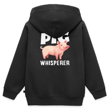 Chuchoteur de cochons Fermier drôle Fermier - Sweat Premium à capuche zippé enfant bio - noir - Dos - AI Model Kid Male (0cm)