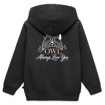 Eulen Owl Always Love You Liebe Valentinstag Eule - Kinder Premium Organic Zip Hoodie - Schwarz - Hinten - AI Model Kid Male (0cm)