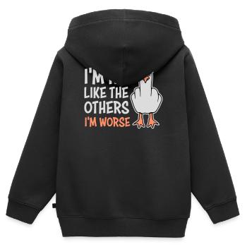 Middle Finger Seagull In Not Like The Others I'm Worse - Kids Premium Organic Zip-up Hoodie - black - Back - AI Model Kid Male (0cm)
