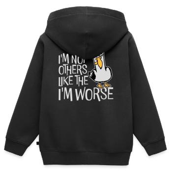 Crazy Seagull I'm Not Like The Others I'm Worse - Kids Premium Organic Zip-up Hoodie - black - Back - AI Model Kid Male (0cm)