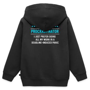 Faulheit Prokrastination Faulenzer Faul - Kinder Premium Organic Zip Hoodie - Schwarz - Hinten - AI Model Kid Male (0cm)