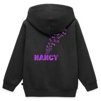 Spass  - Kinder Premium Organic Zip Hoodie - Schwarz - Hinten - AI Model Kid Male (0cm)