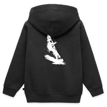 Windsurfer Drawing - Kids Premium Organic Zip-up Hoodie - black - Back - AI Model Kid Male (0cm)