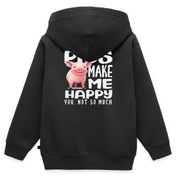 Les cochons me rendent heureux, pas toi - Sweat Premium à capuche zippé enfant bio - noir - Dos - AI Model Kid Male (0cm)
