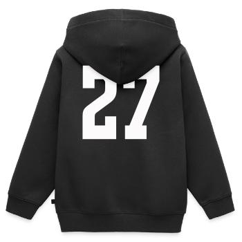 Ziffern 27 Kontrast-Design - Kinder Premium Organic Zip Hoodie - Schwarz - Hinten - AI Model Kid Male (0cm)